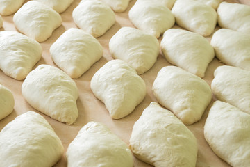Fresh dough on the wooden board, pizza, Georgian bread