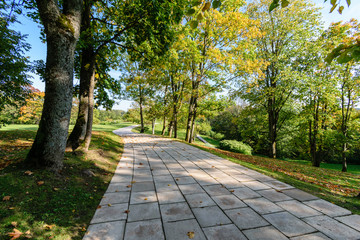 scenic and beautiful tourism trail in the park of Turaida