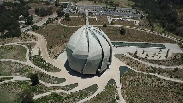 Aerial view of Bahai temple house of worship for South America