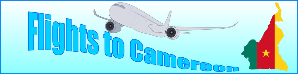 Banner with the inscription Flights to Cameroon
