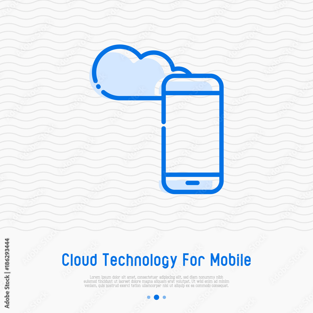 Aufkleber cloud computing for mobile thin line icon. modern vector illustration.