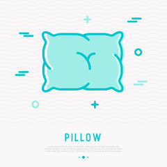 Comfortable fluffy pillow thin line icon. Modern vector illustration.