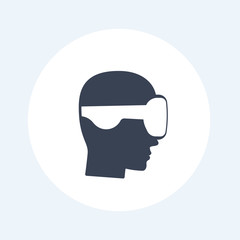 VR helmet, man in virtual reality glasses, headset icon