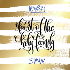 january 1 - feast of the holy family - spain hand lettering