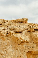 Verical landscape view on dry middle east wilderness in Israel
