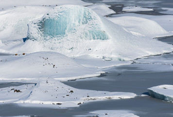Obraz premium Blue ice on glacier in winter in Iceland