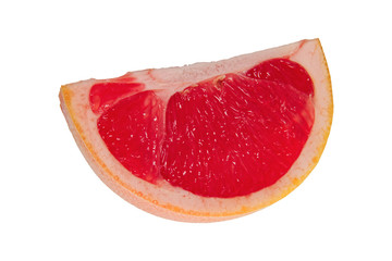 A quarter of the grapefruit on a white background