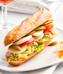 Delicious baguette sandwich