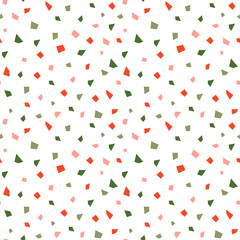 Abstract seamless vector pattern with geometric elements in green, red and pink colors for fabric and paper designs