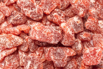 Organic Goji berry (Lycium barbarum). Macro closeup background texture. Top view.