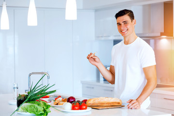 Young man cooking