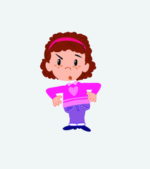 White girl with sweater with an expression of unpleasant surprise.