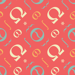 Abstract typographic symbols seamless pattern. For print, fashion design, wrapping, wallpaper