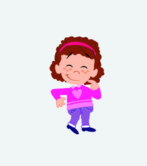 White girl with sweater with funny expression. 