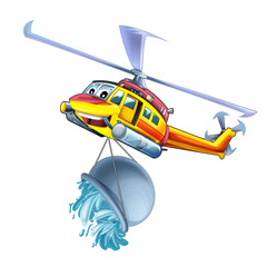 Obraz na płótnie Canvas Cartoon funny looking helicopter - illustration for children