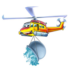 Obraz na płótnie Canvas Cartoon funny looking helicopter - illustration for children