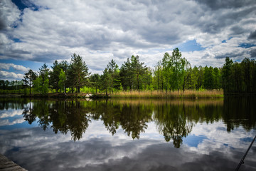 Fototapeta premium Fishing on a forest lake