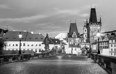 Scenic view of  historical center Prague, Charles bridge and buildings of old town, Prague, Czech Republic
