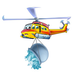 Cartoon funny looking helicopter - illustration for children