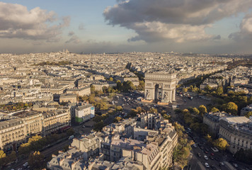 Fototapeta na wymiar Cityscape of Paris. Aerial view of Triumphal Arch