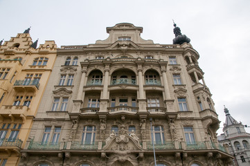 Prague cityscape in winter