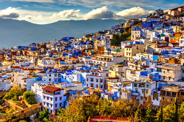 Chefchaouen panorama, blue city, Morocco - 186304446