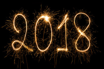 2018 written with Sparkle firework,happy new year