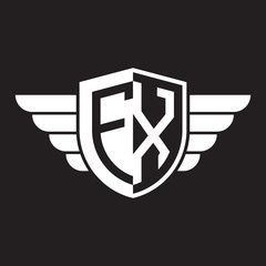 Initial two letter logo shield with wing
