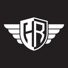 Fototapeta premium Initial two letter logo shield with wing