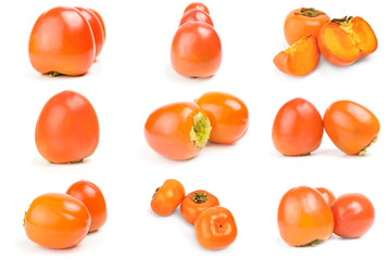 Set of persimmon ( Kaki ) isolated on a white background cutout