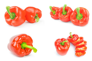 Set of bulgarian peppers on a white background cutout