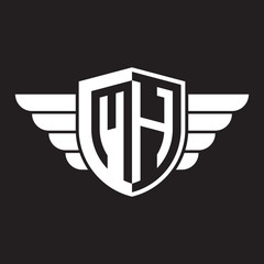 Initial two letter logo shield with wing