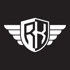 Fototapeta premium Initial two letter logo shield with wing