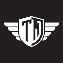 Initial two letter logo shield with wing