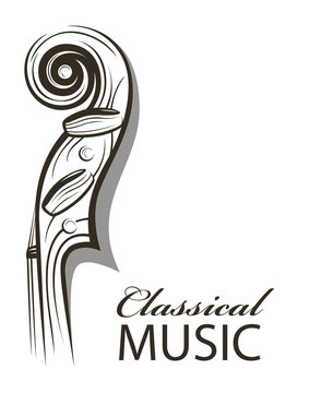 abstract monochrome illustration of violin with text