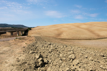 Plowed field ready to be cultivated in Val d'Orcia, Tuscany