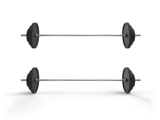 Gym barbell on white background.