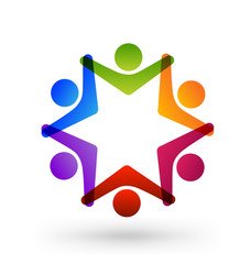 Teamwork star group of people colorful icon