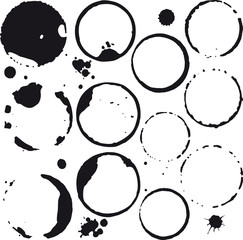 Coffee or wine stains. Ink spots and splatters vector.