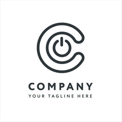 Letter C Logo Design Emblem Template. Creative Electronics Electricity Plug Cord Concept.