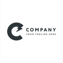 Fototapeta premium Letter C Logo Design Emblem Template. Creative Energy Electricity Concept Electronics Lightning Bolt.