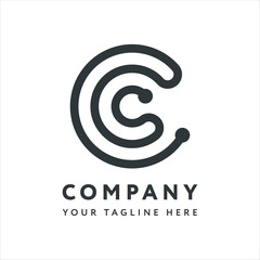 Letter C Logo Design Emblem Template. Creative Electronics Electricity Plug Cord Concept.