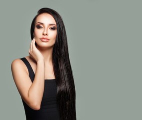Naklejka premium Pretty Girl Brunette, Fashion Portrait