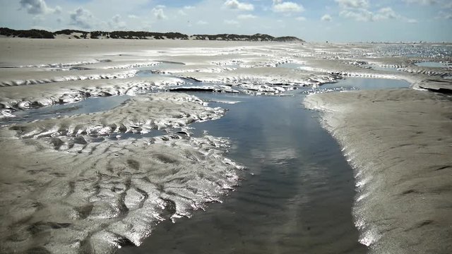 Bassa marea sulla spiaggia del Mare del Nord