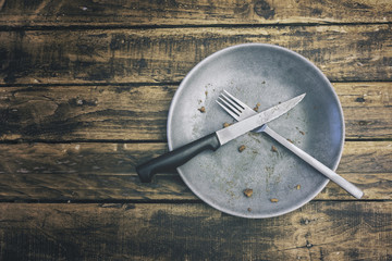 Dirty plate after having eaten the dish