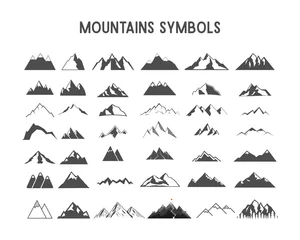 Wall murals Mountains Mountain shapes and elements for creation your own outdoor labels, wilderness retro patches, adventure vintage badges, hiking stamps. Check others sets with camp gears, sunbursts etc. 