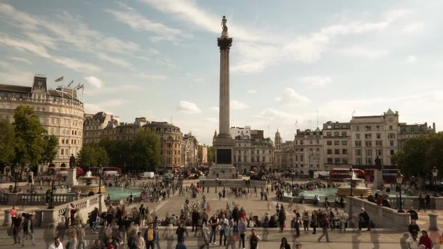 afternoon time lapse of trafalgar square in london, england