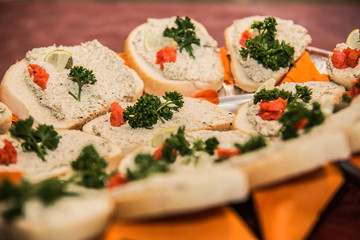 Food on a plate, on a wooden background.Food detail