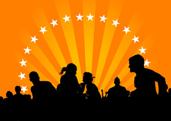 Fototapeta premium Crowd of spectators at music concert