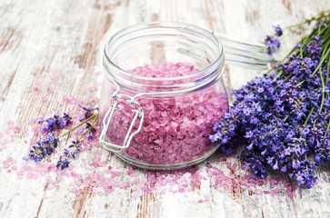 Fototapeta na wymiar Massage salt with lavender